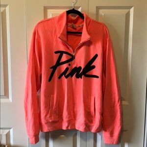 Neon coral 1/4 zip PINK Sweatshirt